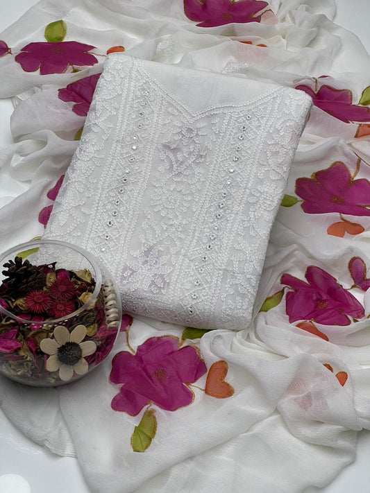 Chiffon Shadow Dheesha Dala Work 2PC Dress pink2