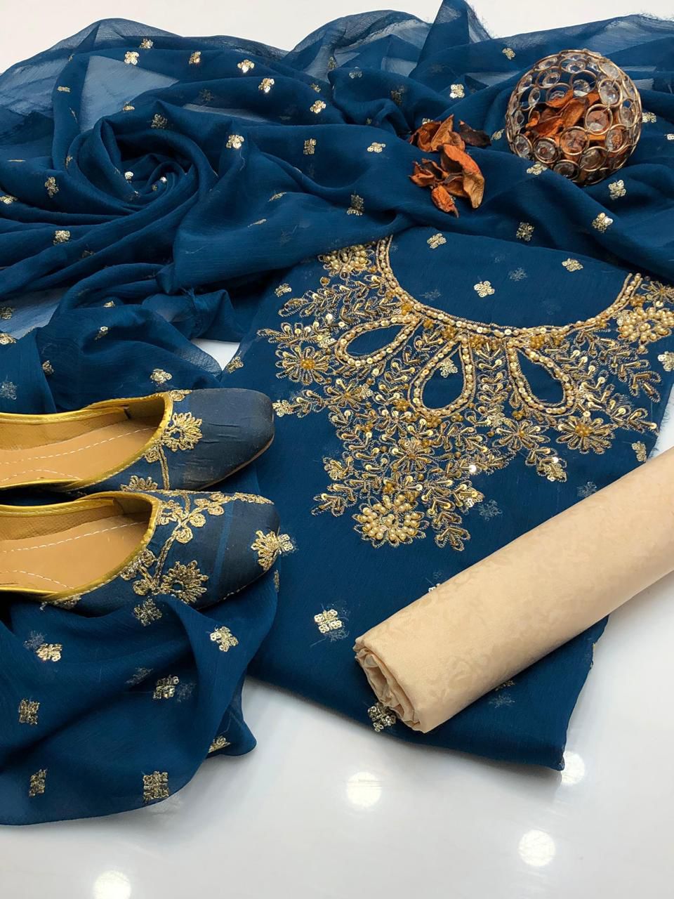Shafon Boti Work Handmade 3PC Dress
