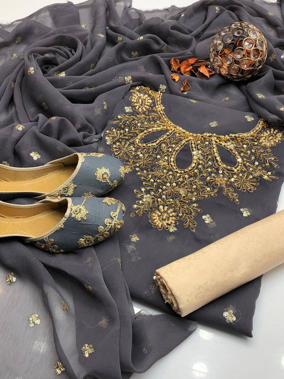 Shafon Boti Work Handmade 3PC Dress
