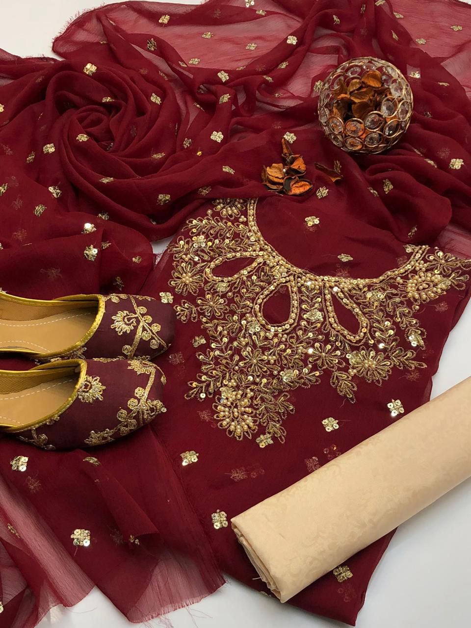 Shafon Boti Work Handmade 3PC Dress