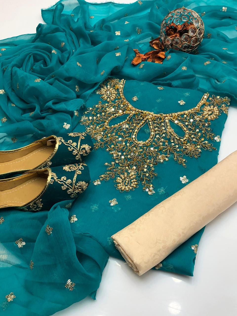 Shafon Boti Work Handmade 3PC Dress