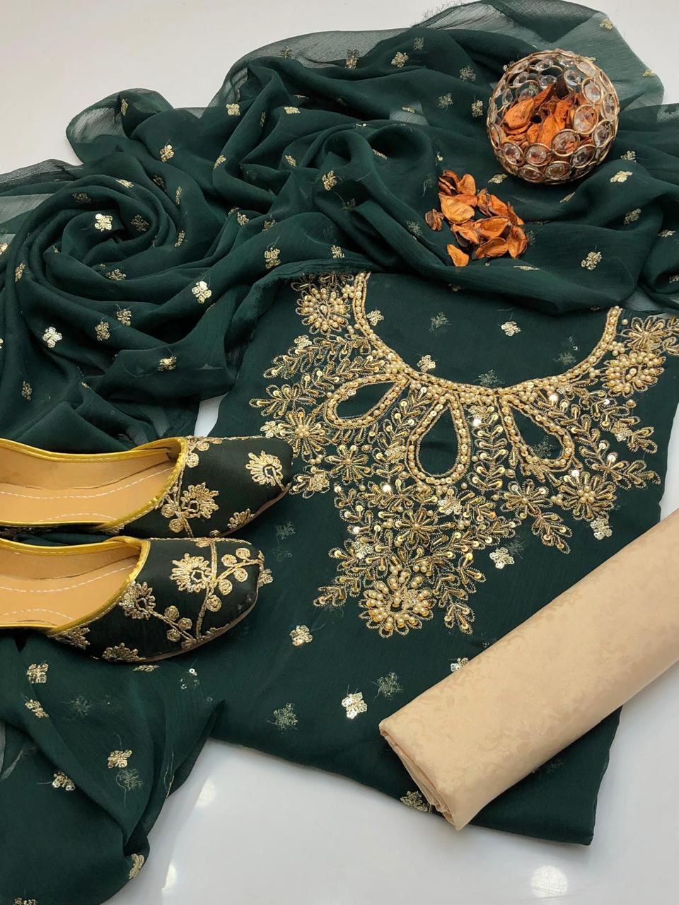 Shafon Boti Work Handmade 3PC Dress