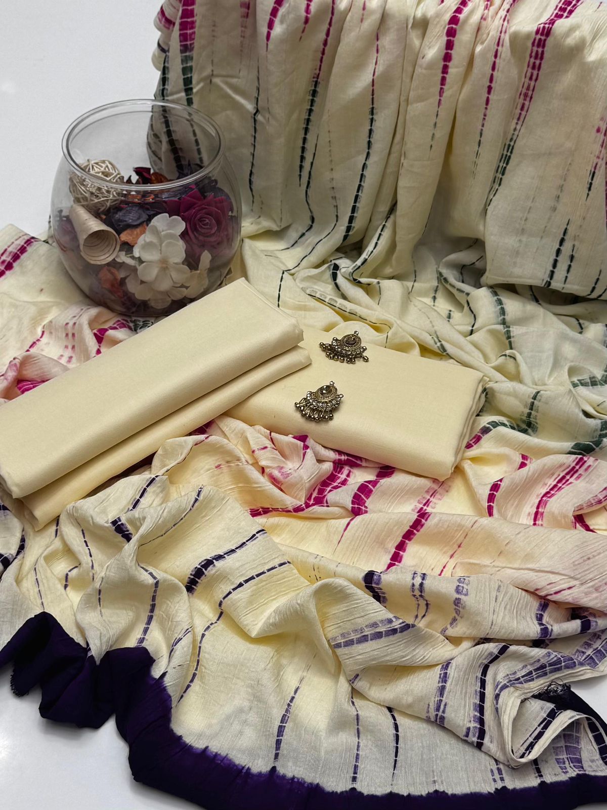 Tradional Tye N Dye Linen 3PC Dress