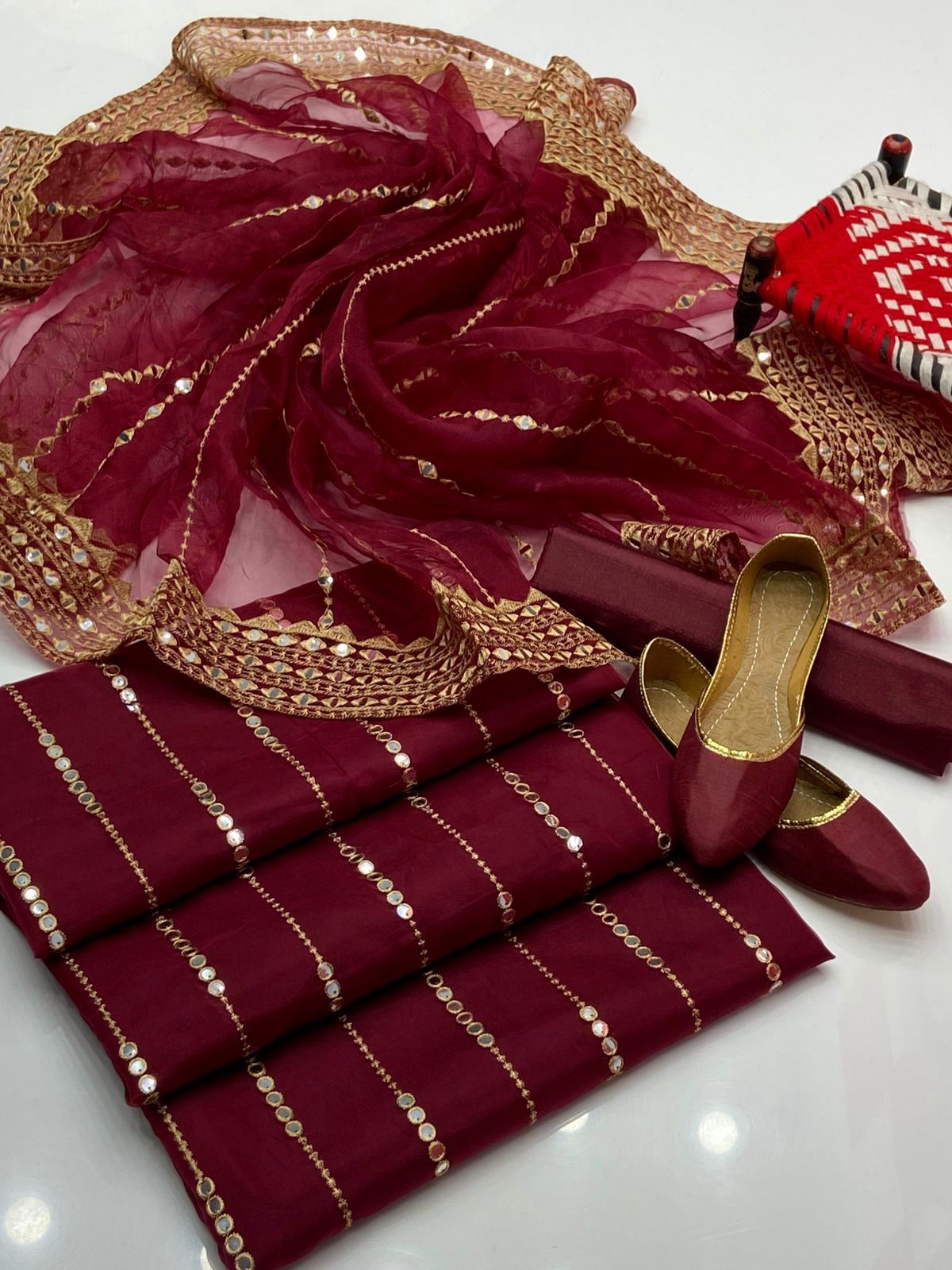 Organza Sequence Embroidery 3PC Dress