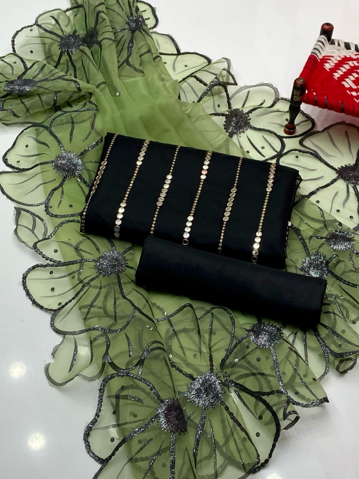 9mm Sequence Embroidery 3PC Dress