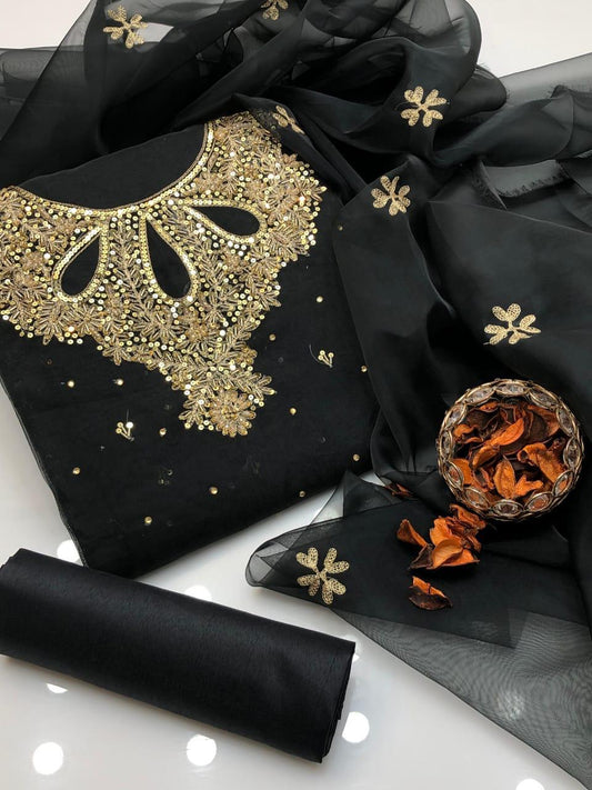 Organza aari 3PC Dress black