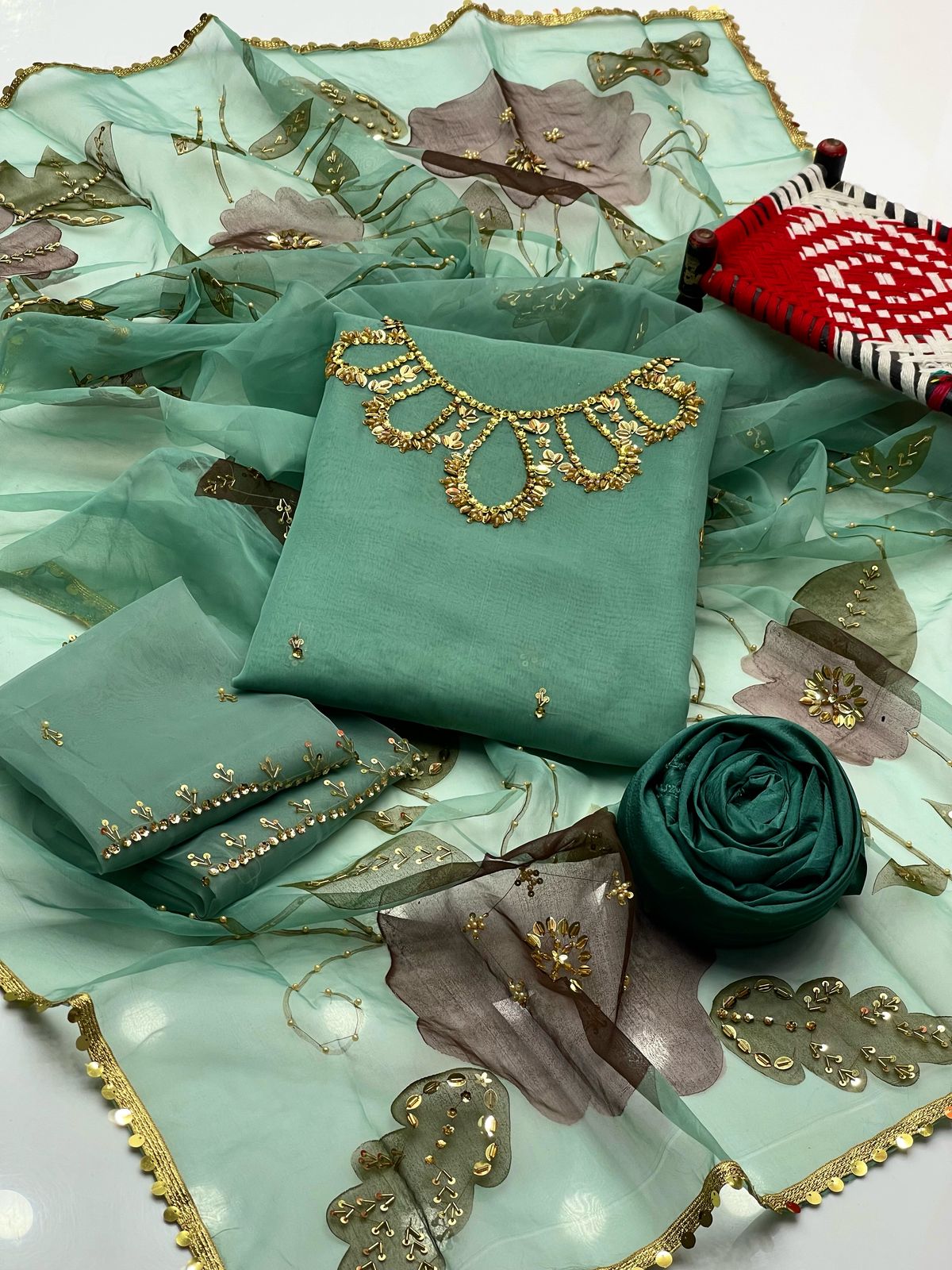 Handwork Stones And Beads Work 3PC Dress