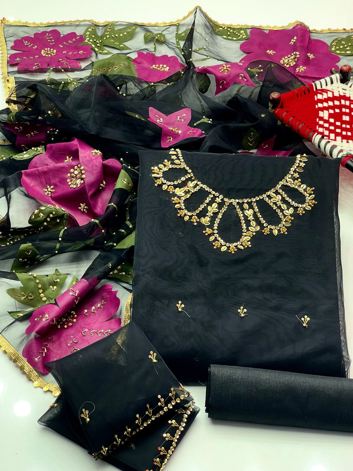 Handwork Stones And Beads Work 3PC Dress
