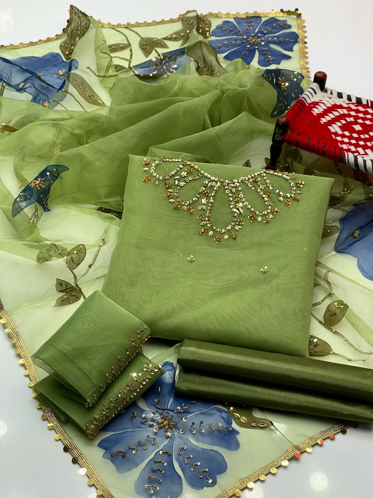 Handwork Stones And Beads Work 3PC Dress