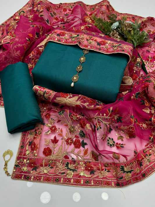 Heavy Indian Duppata 3pc Dresses zinc