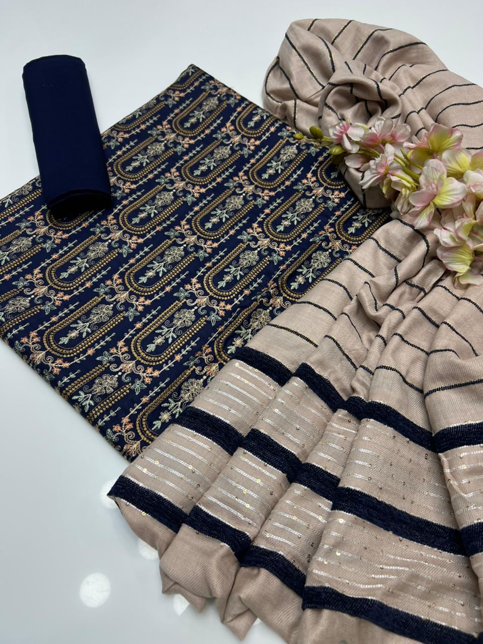 Marena Embroidered with Sequence Work 3PC Dress