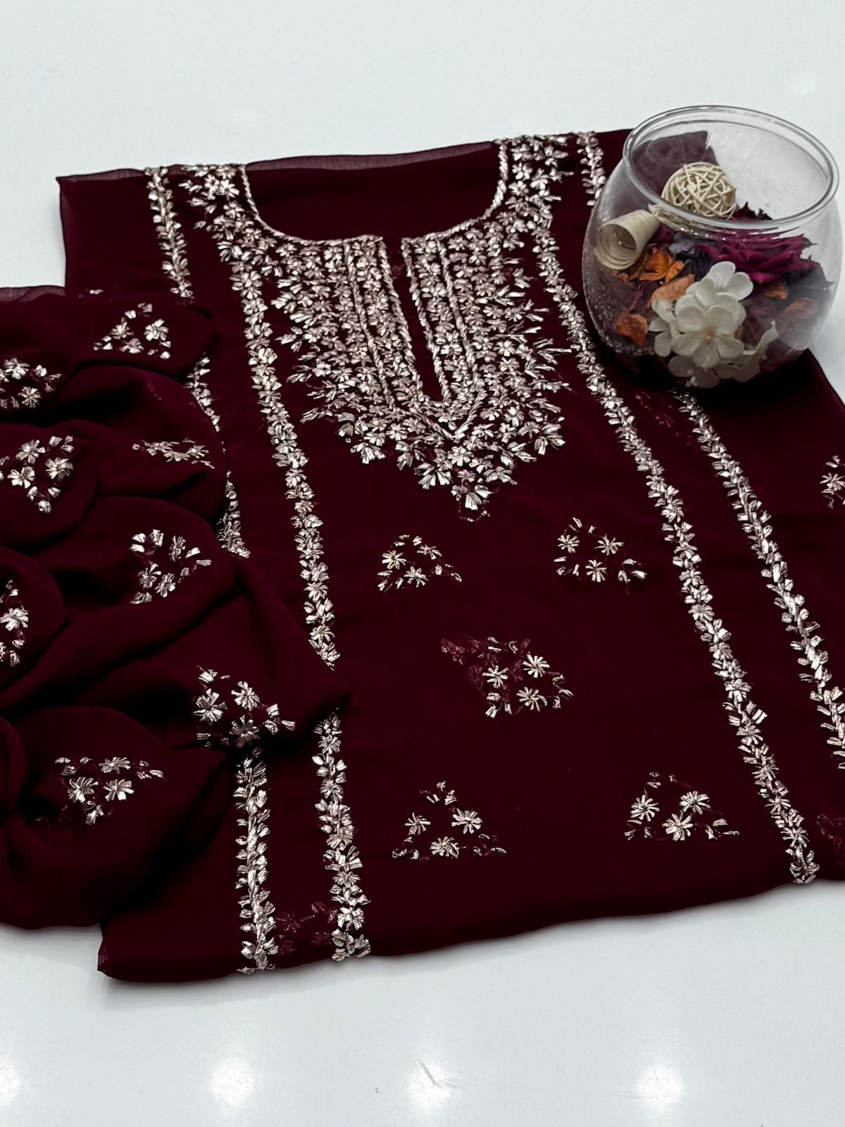 Bamber Chiffon Gota Work 2PC Dress