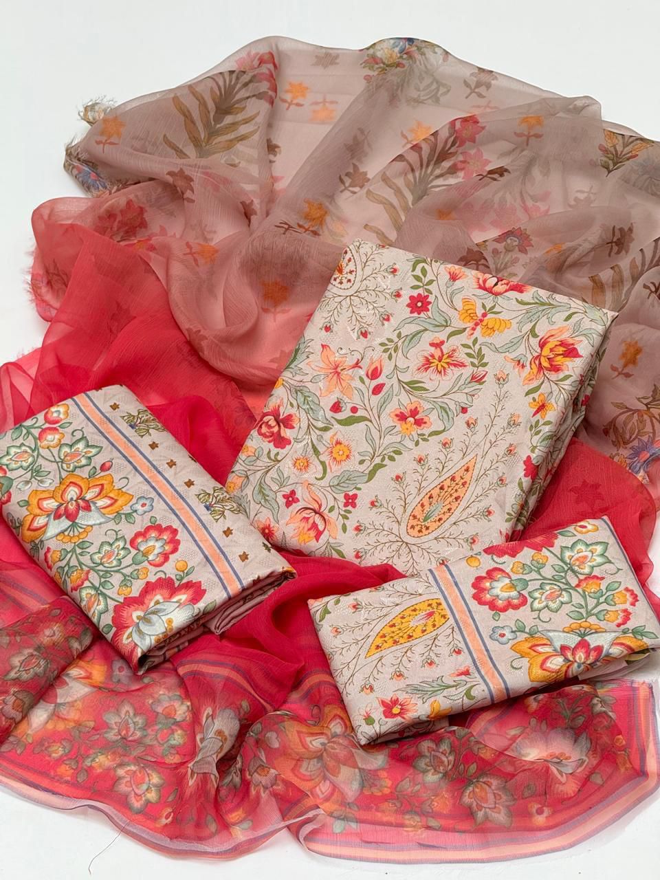 Swiss Lacquard Lawn Fabric Digital Printed 3PC Dress