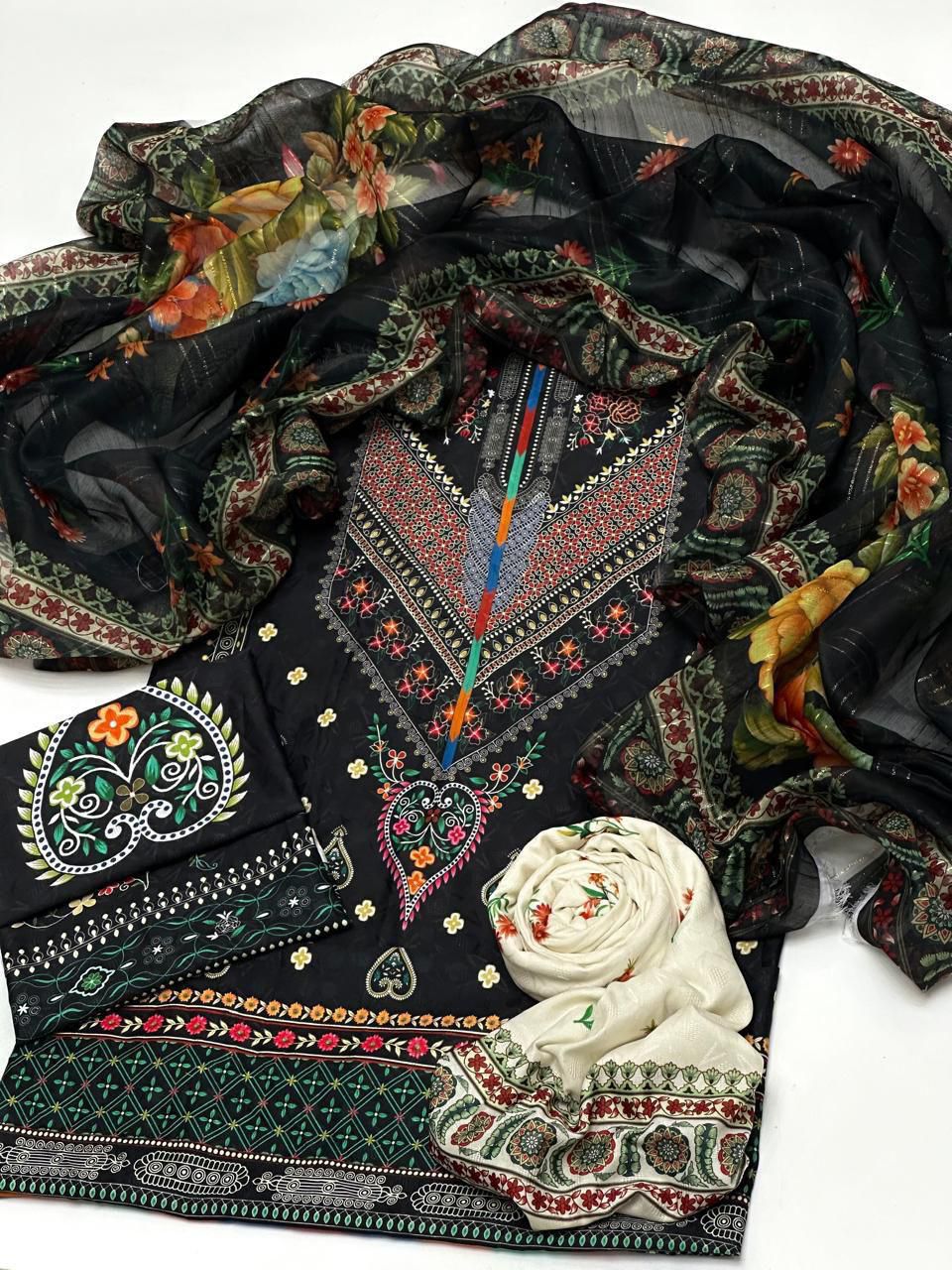 Swiss Jacquard Lawn 3PC Dress