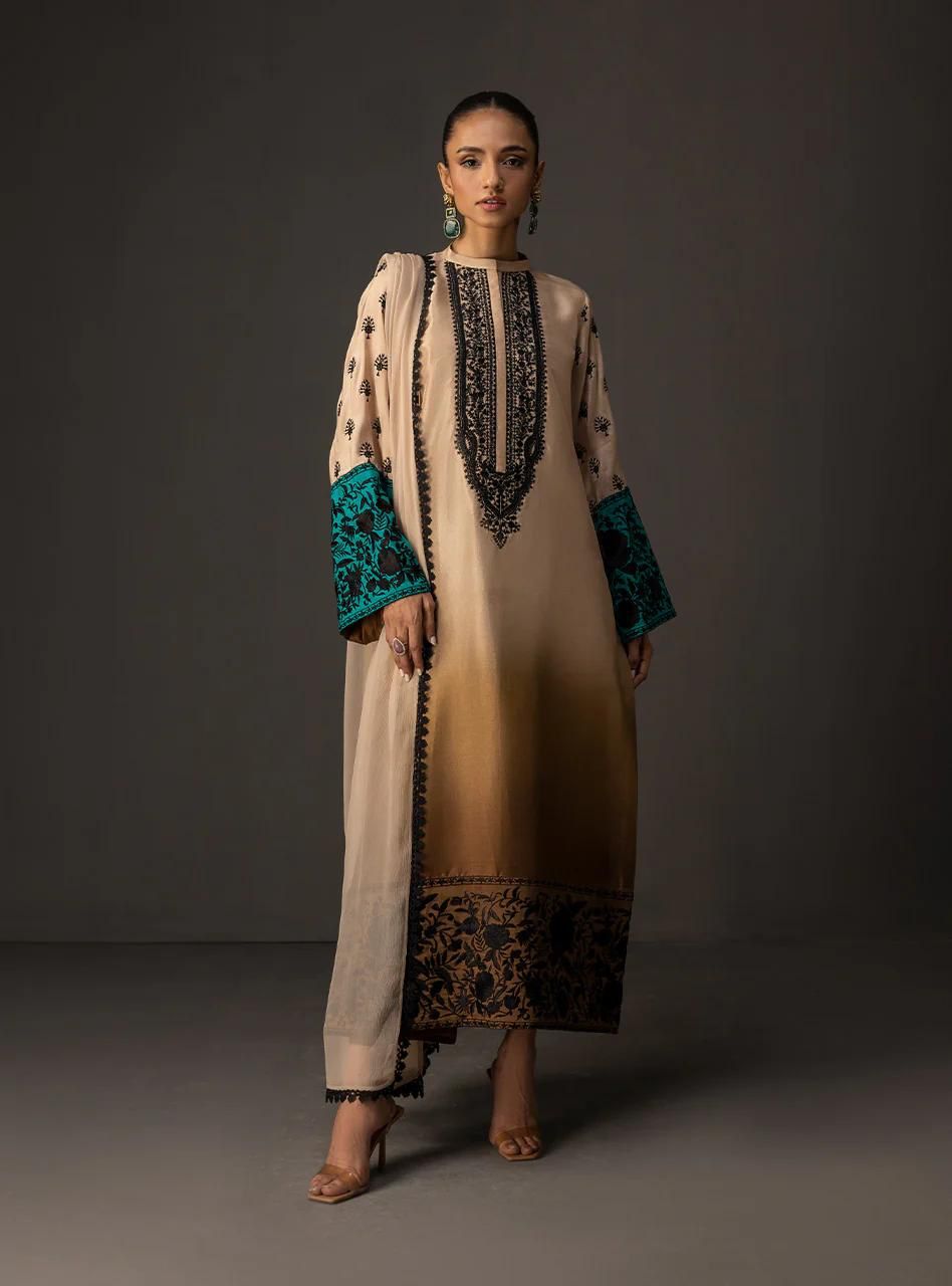 Shamoze Silk Gala Border 3PC Dress