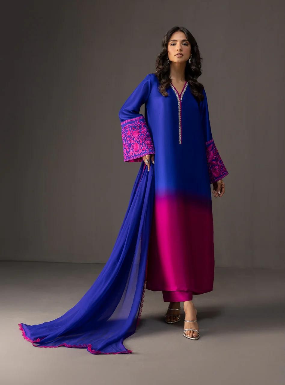 Shamoze Silk Gala Border 3PC Dress