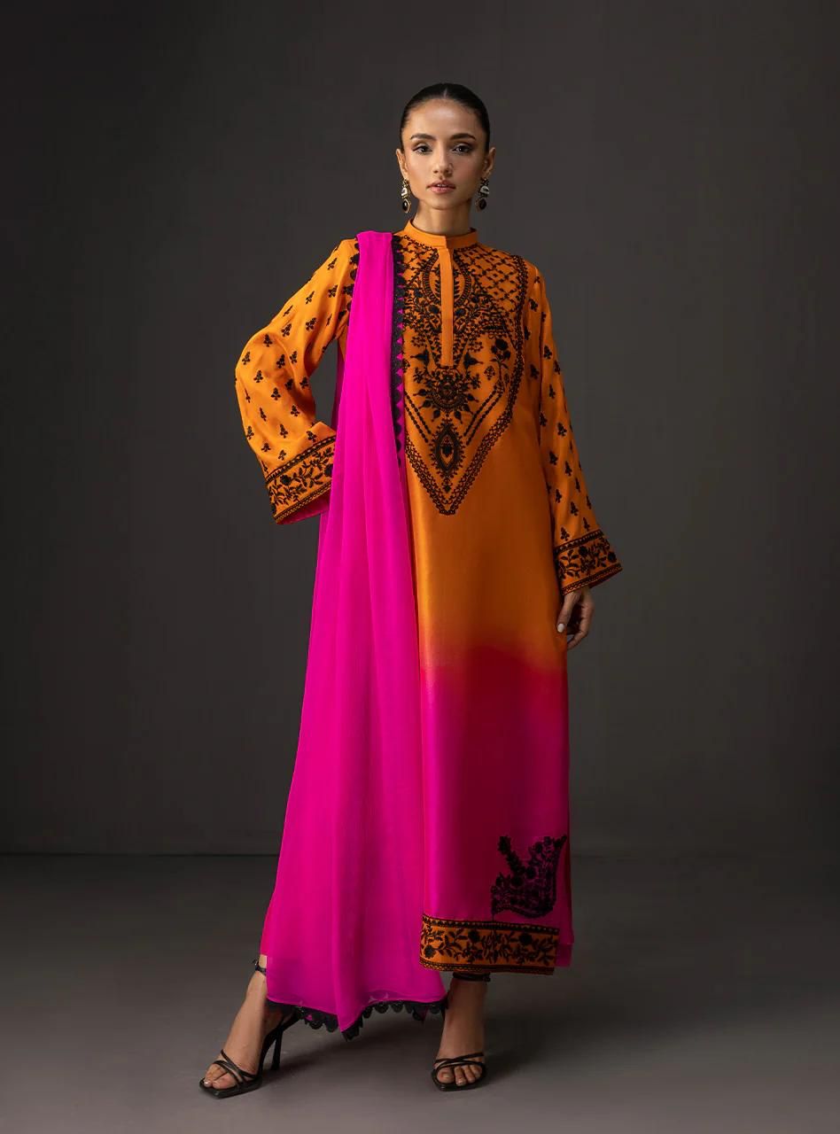 Shamoze Silk Gala Border 3PC Dress