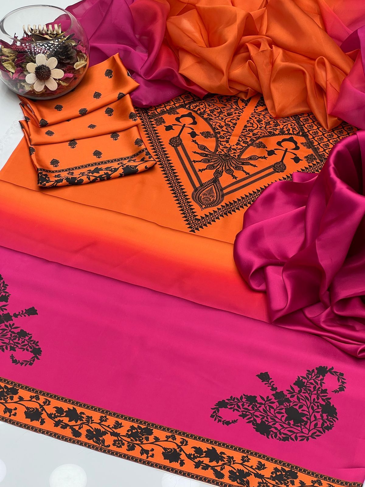 Shamoze Silk Gala Border 3PC Dress