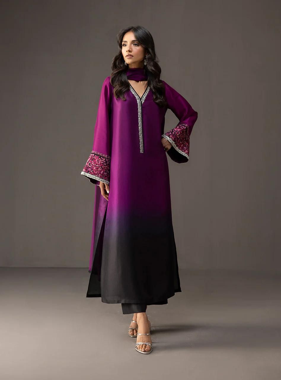 Shamoze Silk Gala Border 3PC Dress