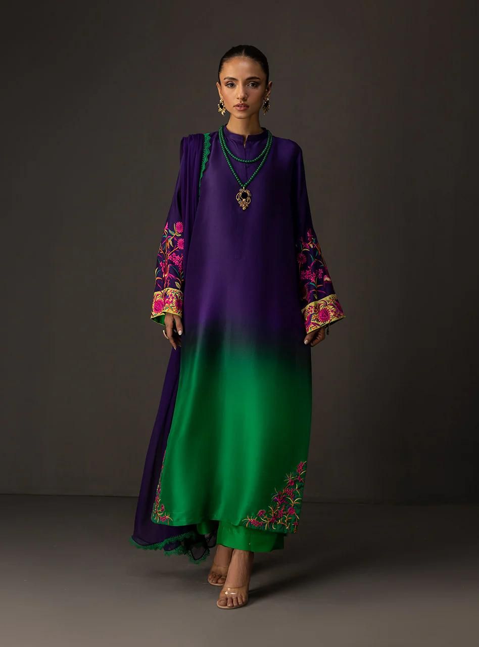 Shamoze Silk Gala Border 3PC Dress