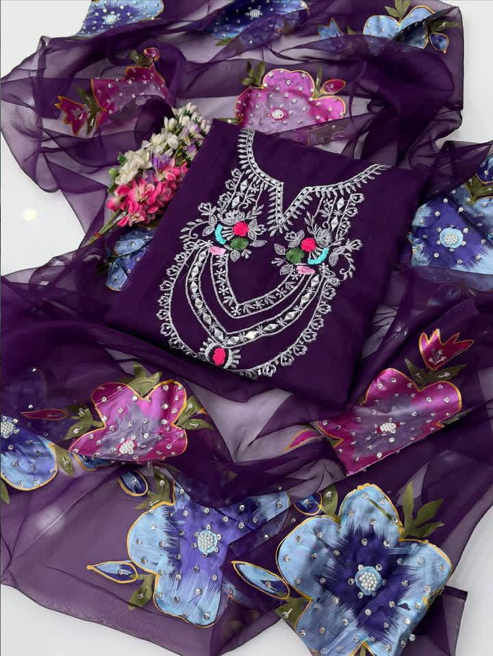 Pure Organza Mirror Tilla Work 2PC Dress
