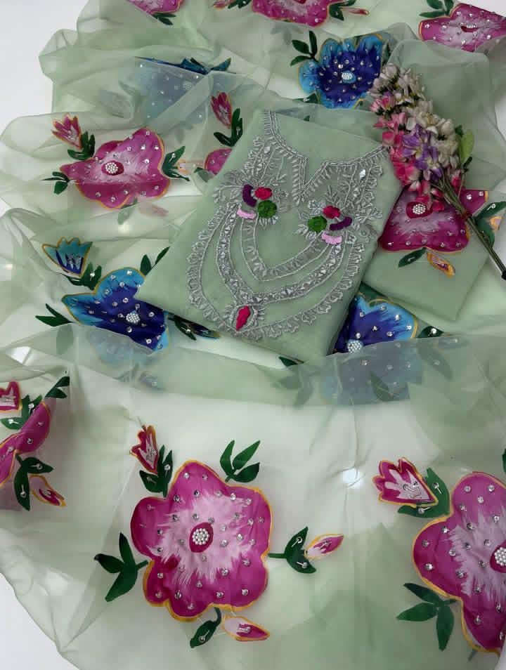 Pure Organza Mirror Tilla Work 2PC Dress