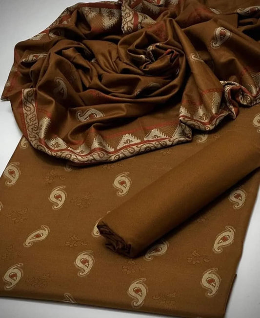 Dhanak marina jaquard 3PC Dress Gold