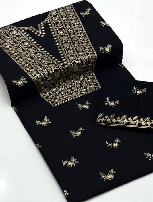 CASUAL Wear Summer Cotton 2PC Dress Black