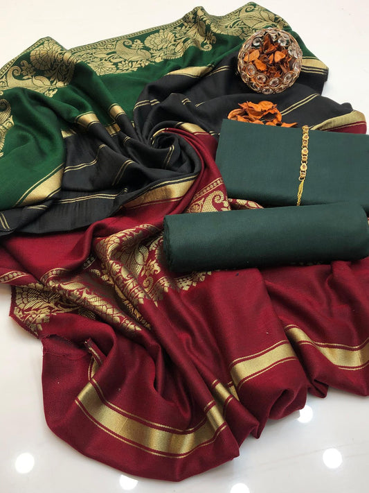 Plain Soft Marina 3PC Dress Green