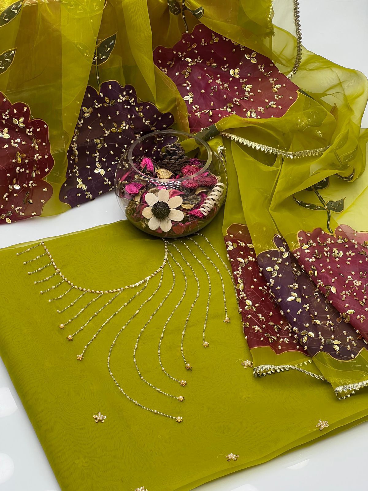 Organza Shirt With Lehria Gala Handwork 2PC Dress
