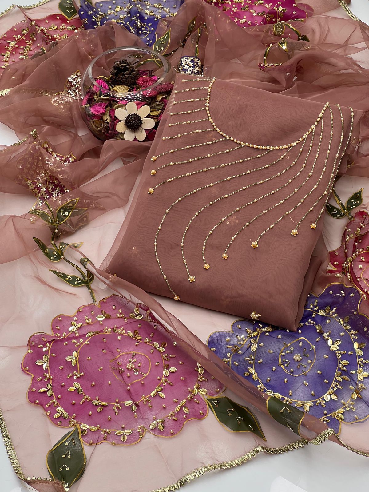 Organza Shirt With Lehria Gala Handwork 2PC Dress
