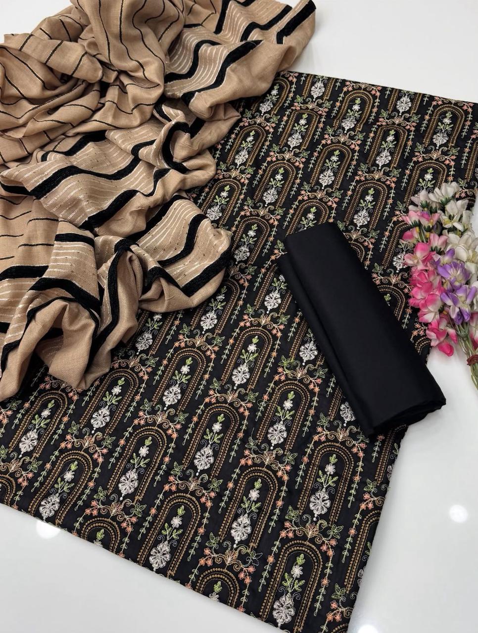 Lilen Embroidered with Thread Malti Work 3PC Dress