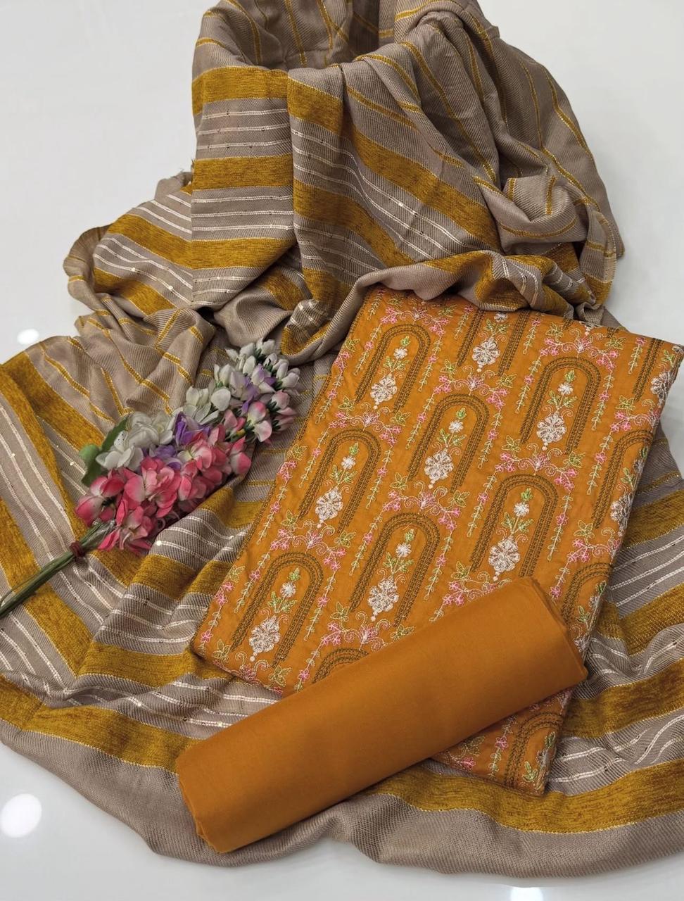 Lilen Embroidered with Thread Malti Work 3PC Dress