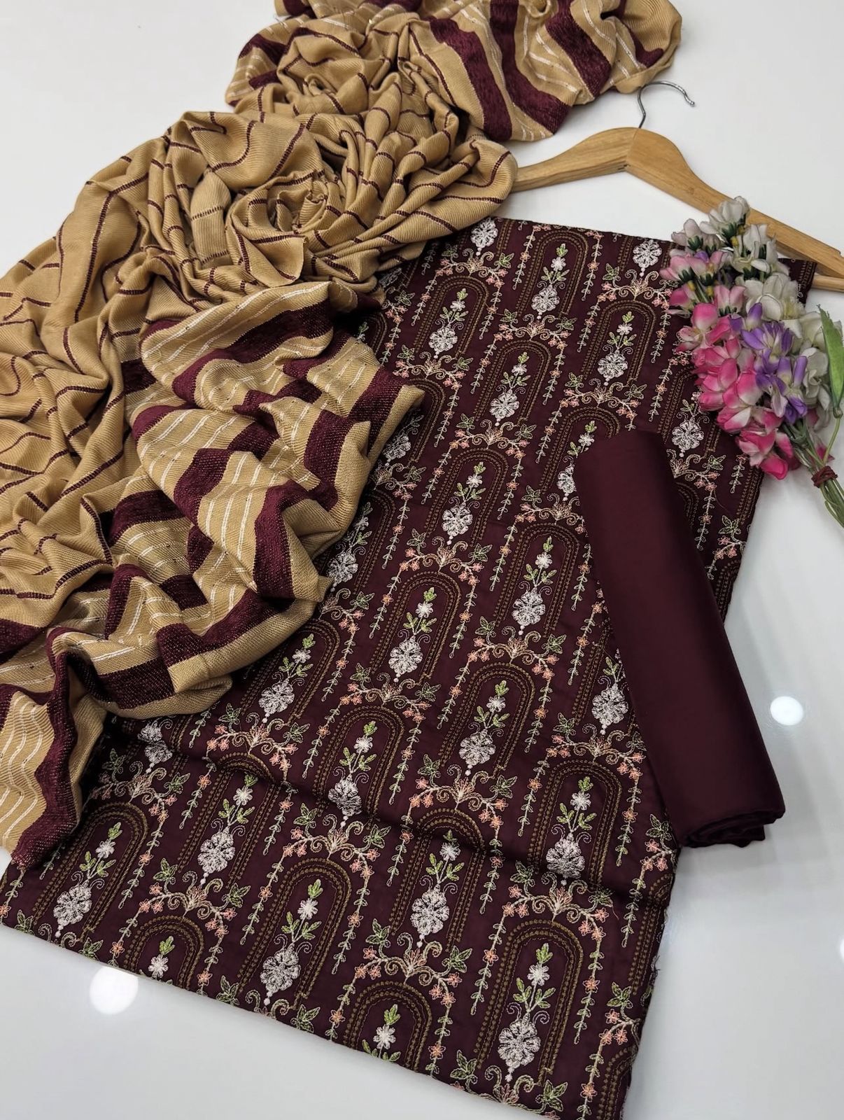 Lilen Embroidered with Thread Malti Work 3PC Dress