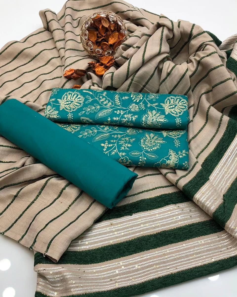 Marina Linen Allover Embroiderd 3PC Dress