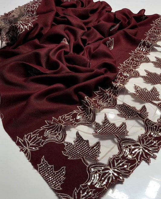 Elegant And Beautiful Pashmina Shawl mehroon