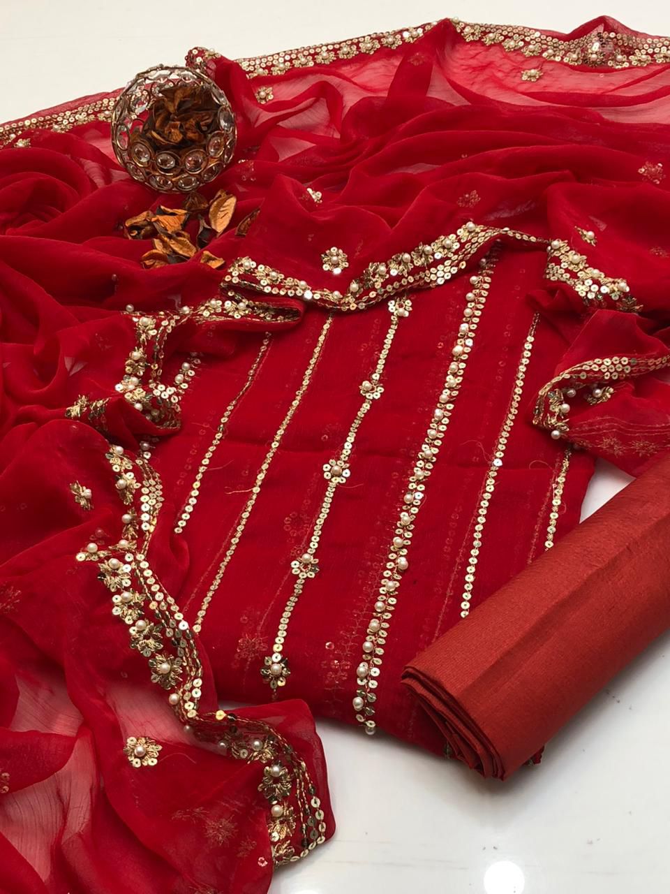 Shafon embroidered 3PC Dress