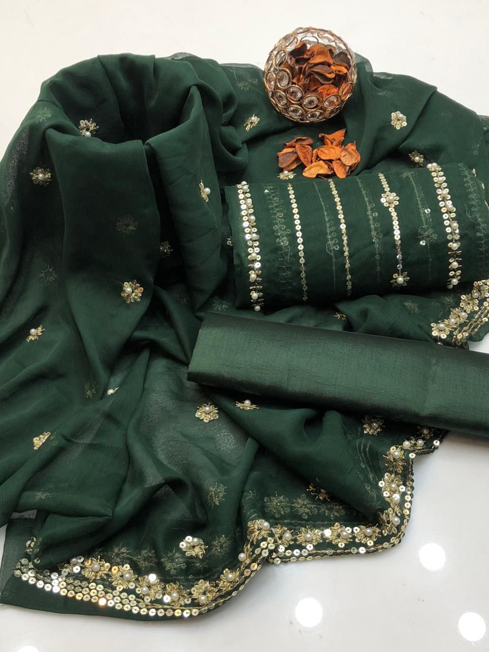 Shafon embroidered 3PC Dress