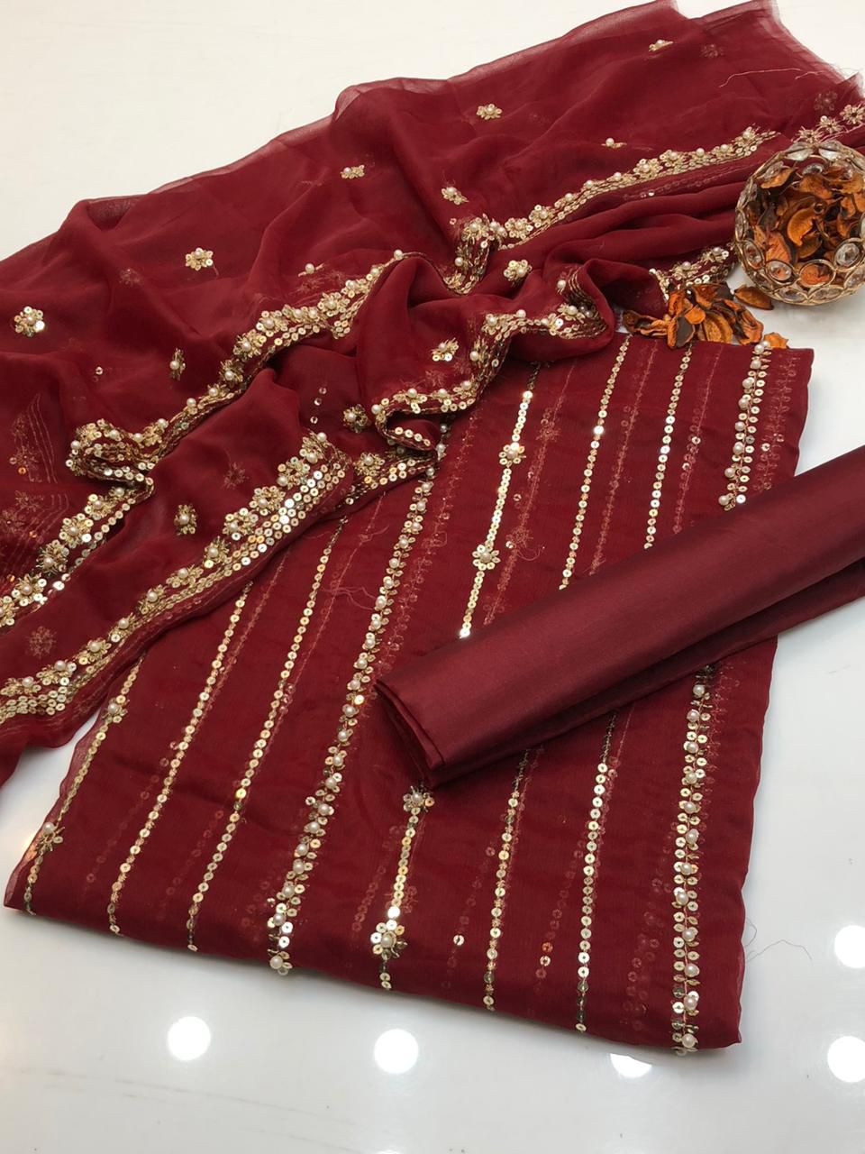 Shafon embroidered 3PC Dress