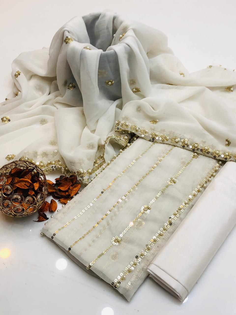 Shafon embroidered 3PC Dress