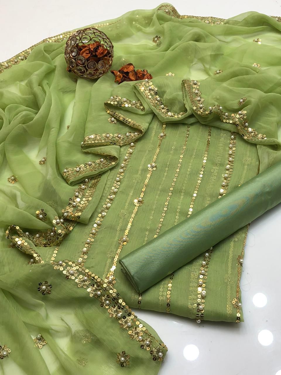 Shafon embroidered 3PC Dress