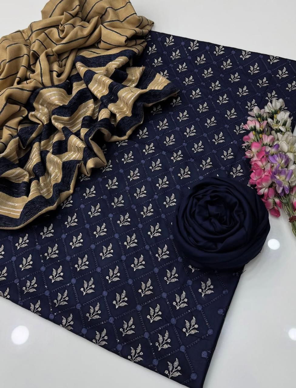 Marina Lilen Embroidery 3PC Dress
