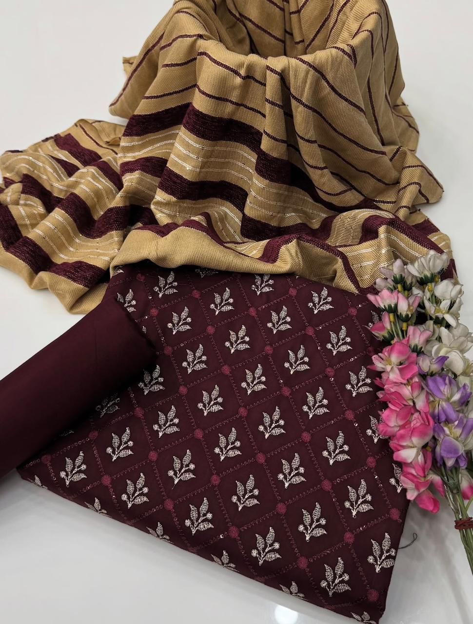 Marina Lilen Embroidery 3PC Dress