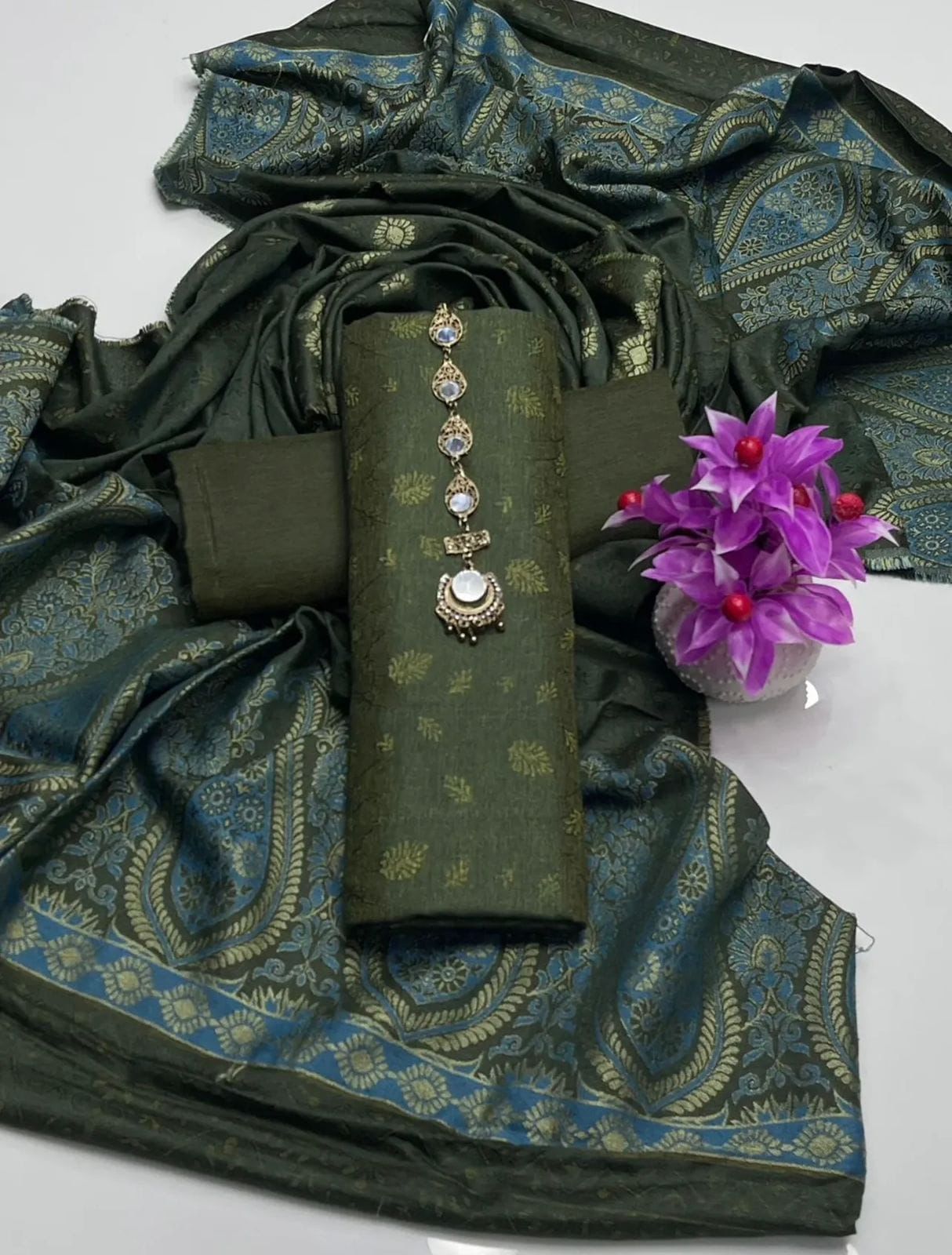 Dhanak Marina Jacquard 3PC Dress