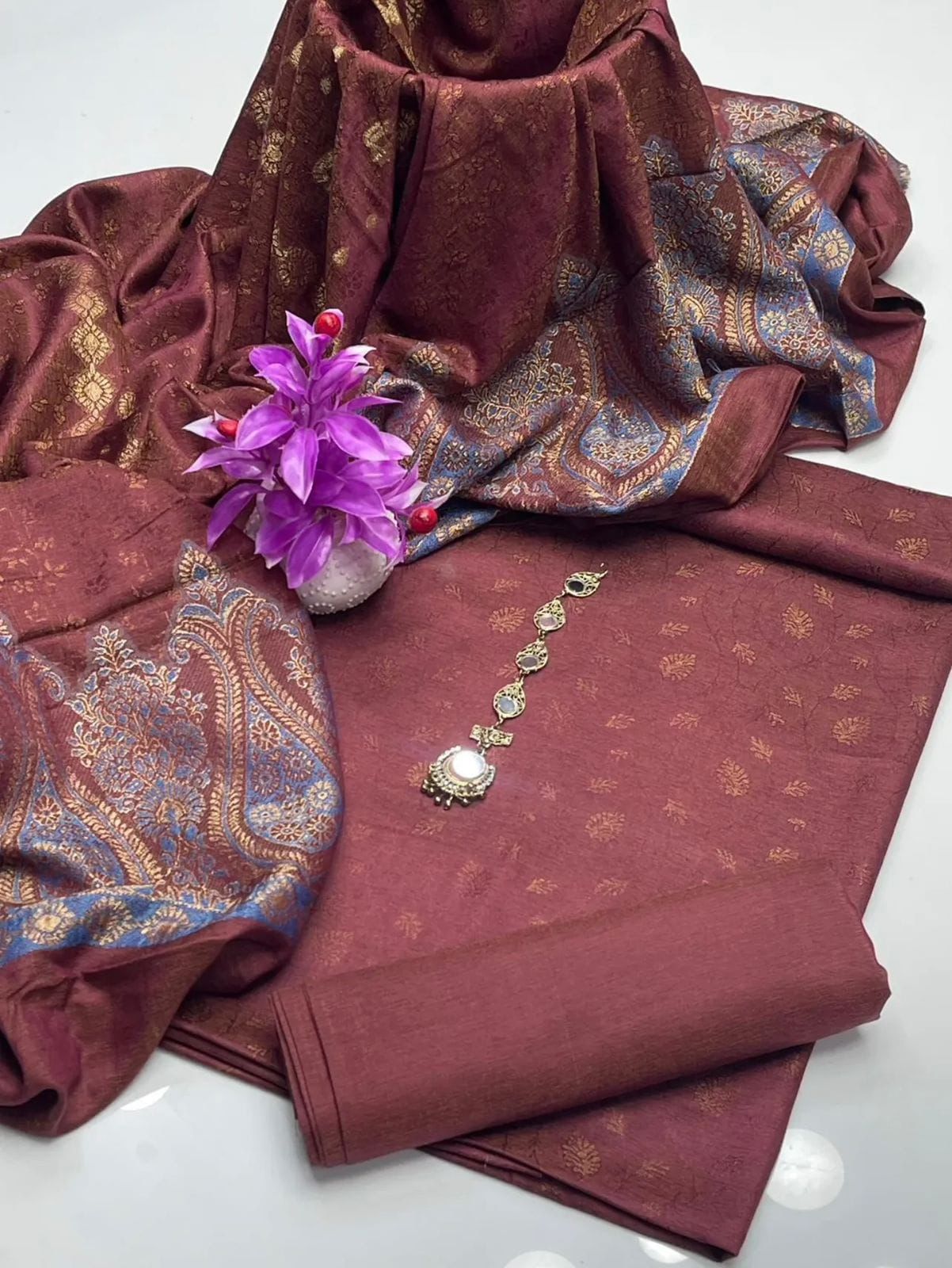 Dhanak Marina Jacquard 3PC Dress