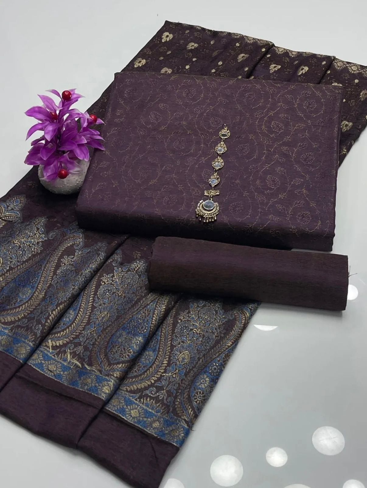 Dhanak Marina Jacquard 3PC Dress