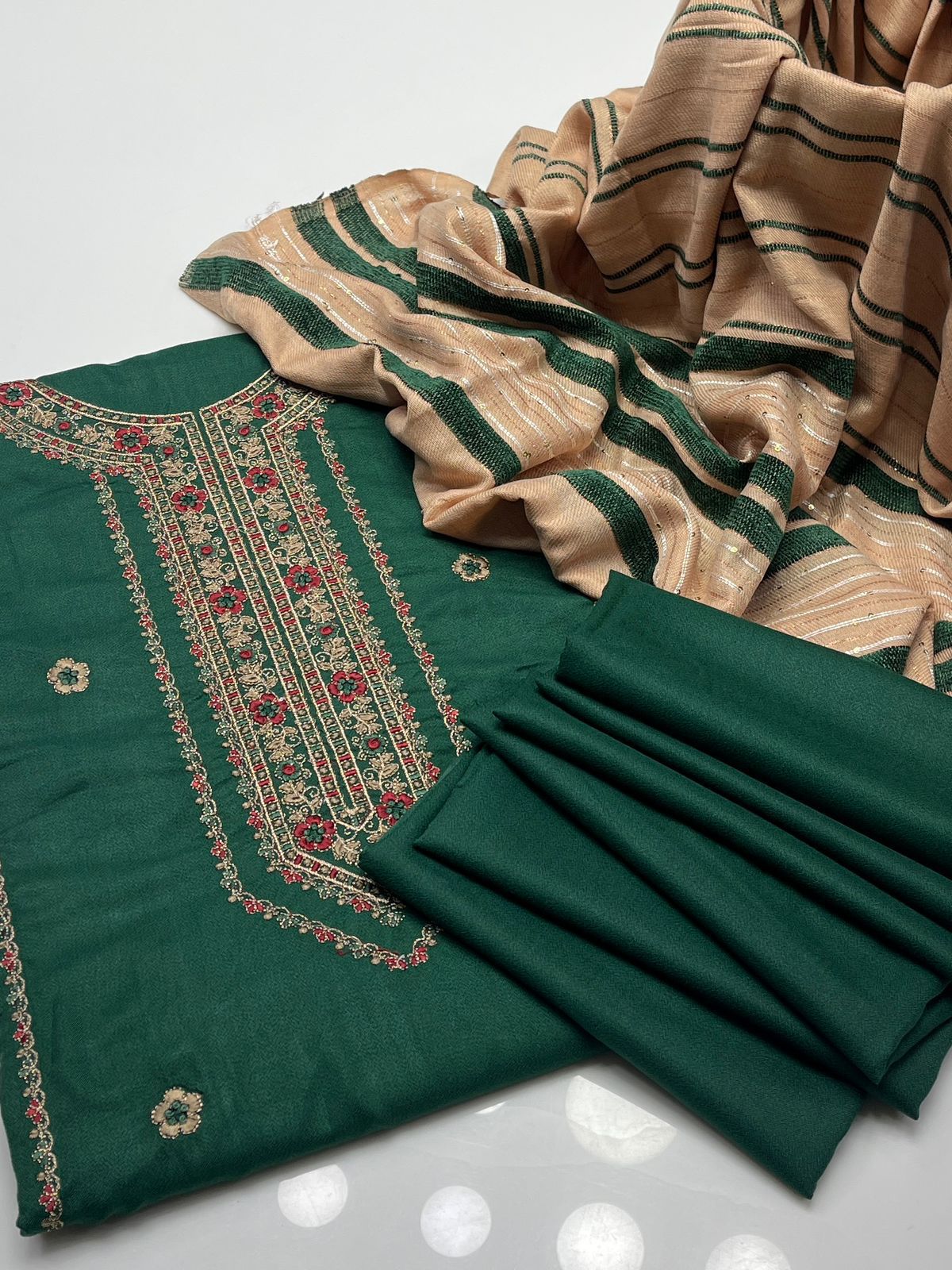 Dhanak Gala Daman computer Embroidery 3PC Dress