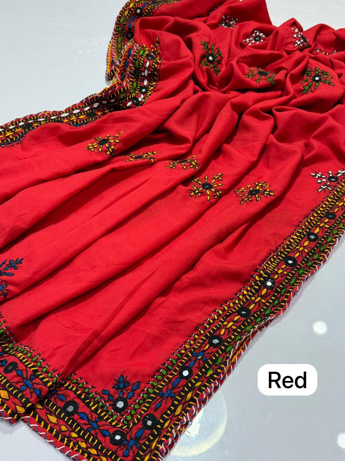 Swiss lawn Hand made Balochi 4 border 3PC Dress