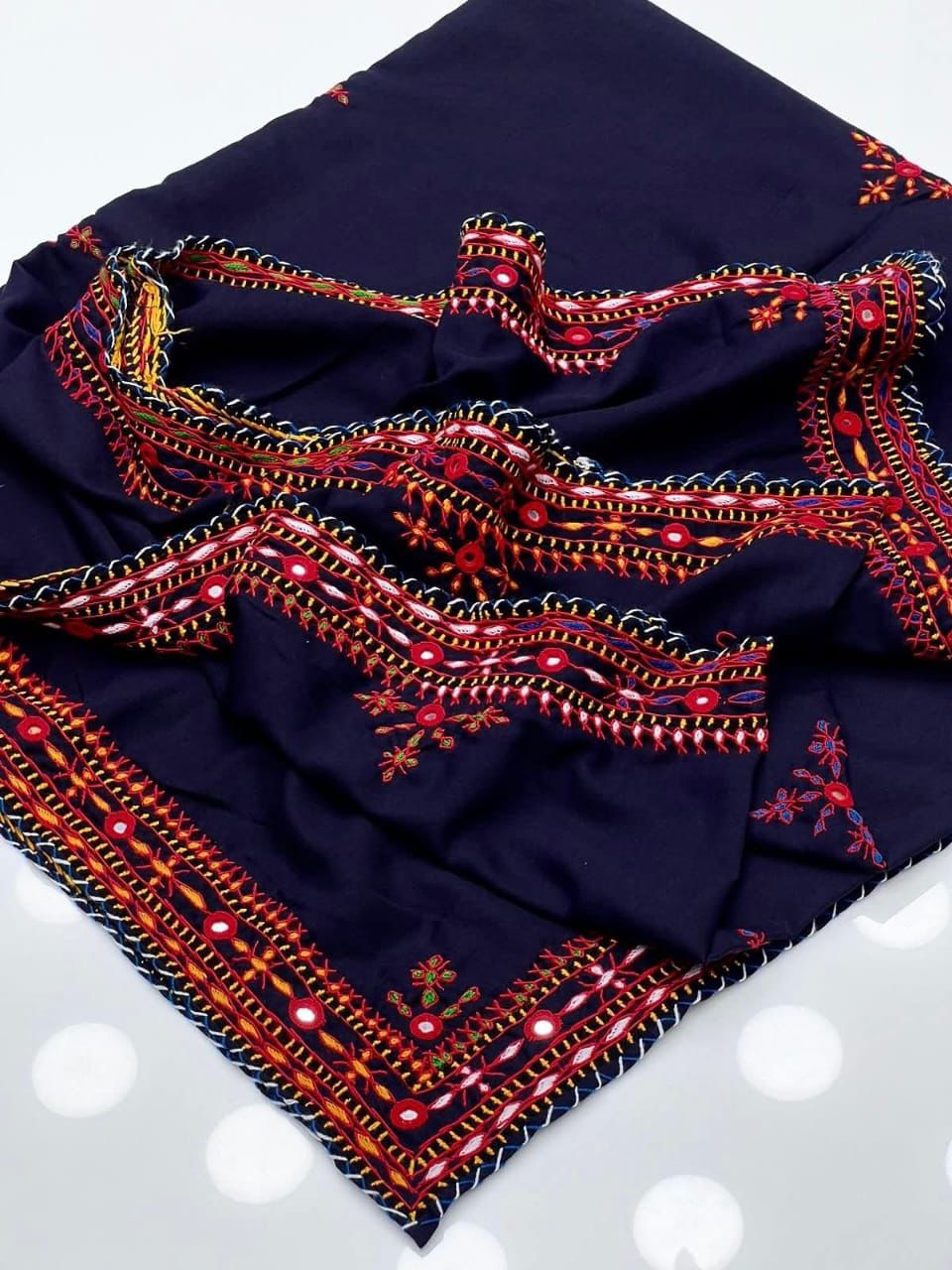 Swiss lawn Hand made Balochi 4 border 3PC Dress