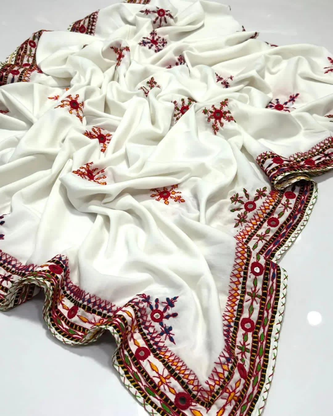 Swiss lawn Hand made Balochi 4 border 3PC Dress